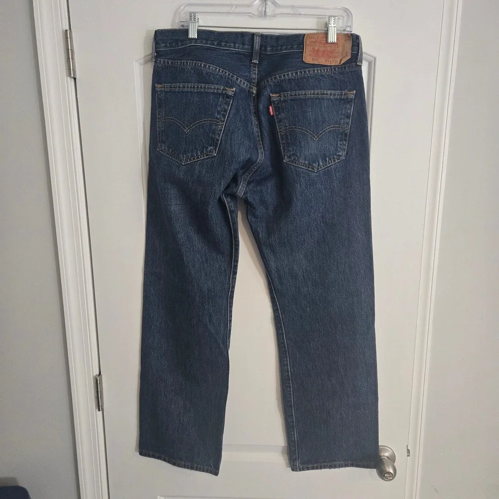 Levis 501 34x30 Blue Straight Leg Button Fly Denim Jeans Men's Classic Dark Wash